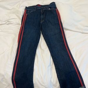MOTHER - Medium Wash Straight Leg Jeans w/ Double Red Stripe Sz 30